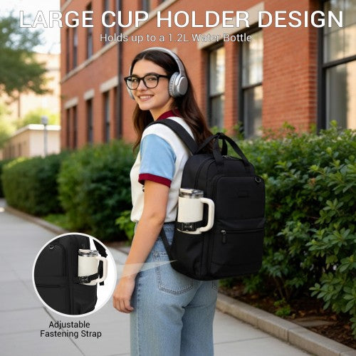 BPK2527 - Kono Functional Water-Resistant Laptop Backpack, Trendy Design with Padded Sleeve and Multiple Practical Compartments - Black | Neil's Luggage Store