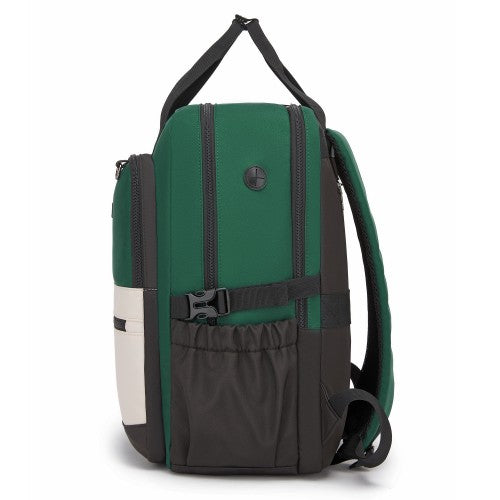 Kono Green Beige Water Resistant Laptop Backpack With Padded Sleeve And Pockets | Neil's Luggage Store
