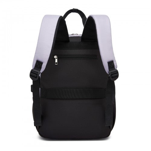 BPK2527 - Kono Functional Water-Resistant Laptop Backpack, Trendy Design with Padded Sleeve and Multiple Practical Compartments - Purple and Beige | Neil's Luggage Store