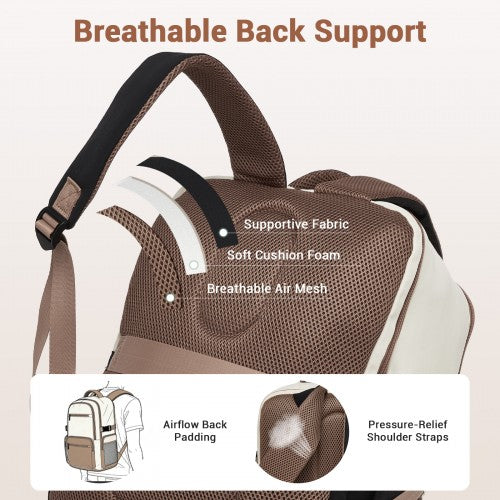 Kono Compact Laptop Travel Backpack Under Seat With Trolley Sleeve Beige Black | Neil's Luggage Store
