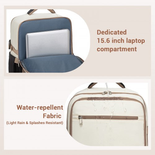 Kono Compact Laptop Travel Backpack Under Seat With Trolley Sleeve Beige Black | Neil's Luggage Store