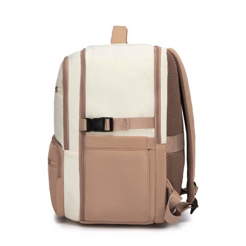 Kono Compact 15.6 Inch Laptop Travel Backpack Under Seat Trolley Sleeve Beige | Neil's Luggage Store