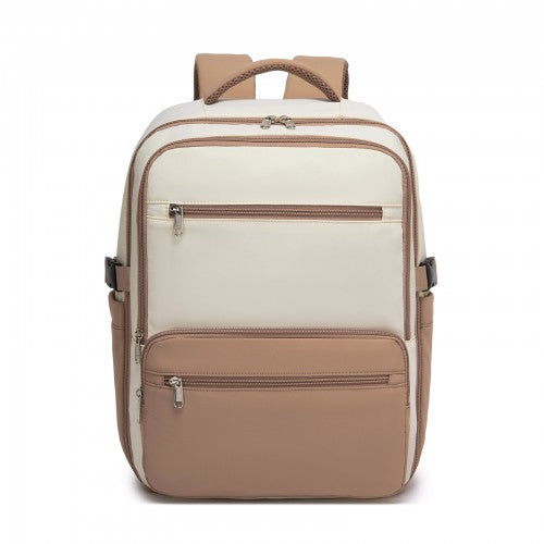 Kono Compact 15.6 Inch Laptop Travel Backpack Under Seat Trolley Sleeve Beige | Neil's Luggage Store