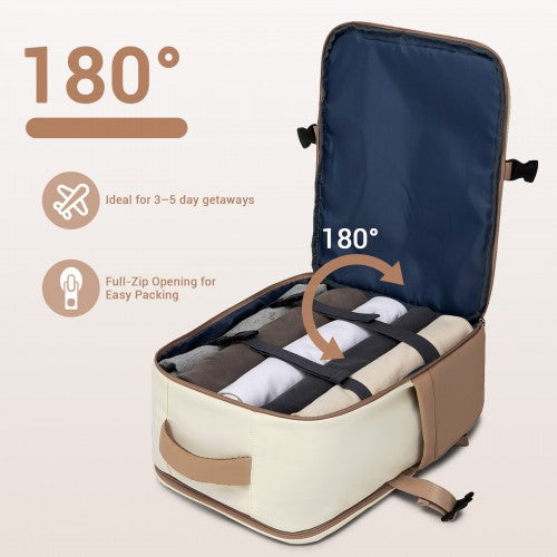 Kono Compact 15.6 Inch Laptop Travel Backpack Under Seat Trolley Sleeve Beige | Neil's Luggage Store