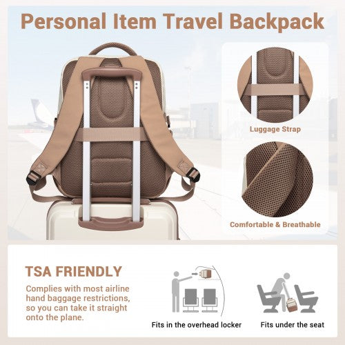 Kono Compact 15.6 Inch Laptop Travel Backpack Under Seat Trolley Sleeve Beige | Neil's Luggage Store