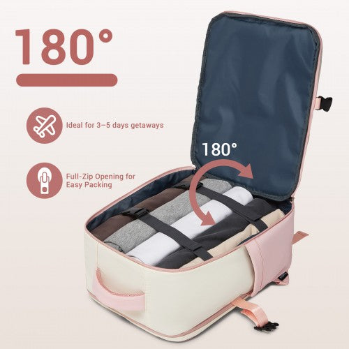 Kono Compact 15.6In Laptop Travel Backpack Underseat Trolley Sleeve Beige Pink | Neil's Luggage Store