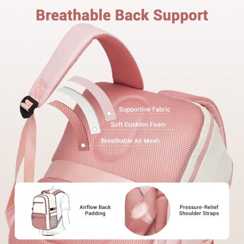 Kono Compact 15.6In Laptop Travel Backpack Underseat Trolley Sleeve Beige Pink | Neil's Luggage Store