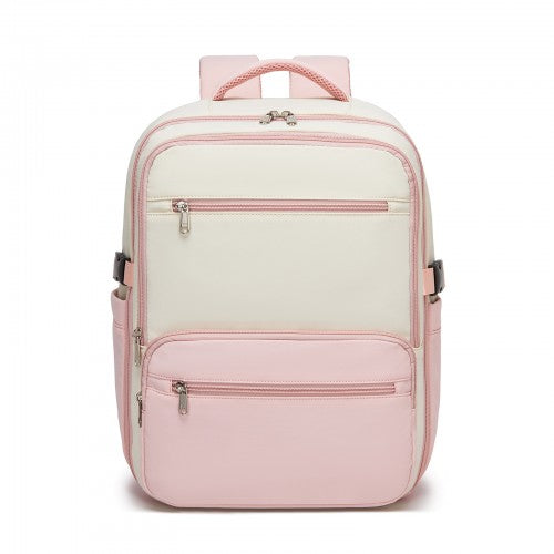 Kono Compact 15.6In Laptop Travel Backpack Underseat Trolley Sleeve Beige Pink | Neil's Luggage Store