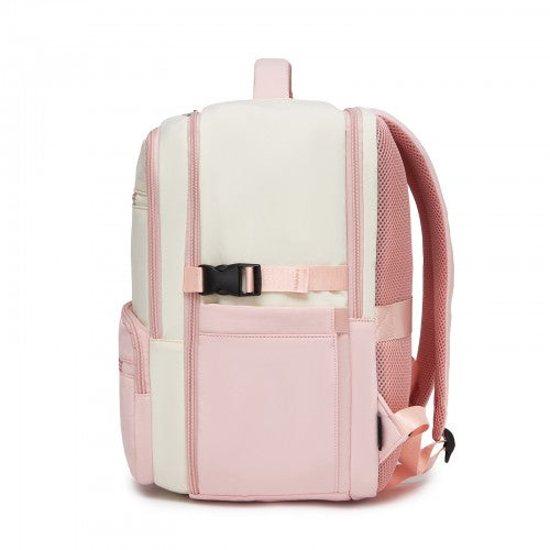 Kono Compact 15.6In Laptop Travel Backpack Underseat Trolley Sleeve Beige Pink | Neil's Luggage Store