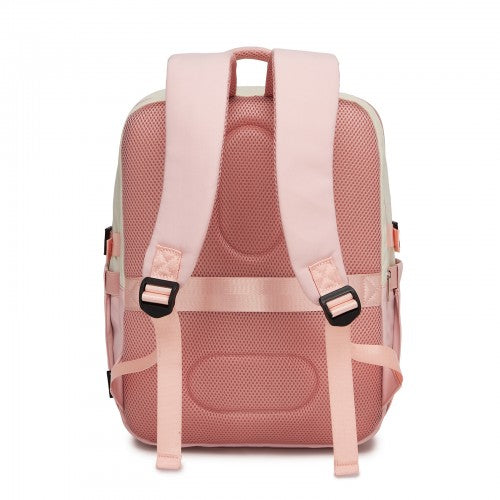 Kono Compact 15.6In Laptop Travel Backpack Underseat Trolley Sleeve Beige Pink | Neil's Luggage Store