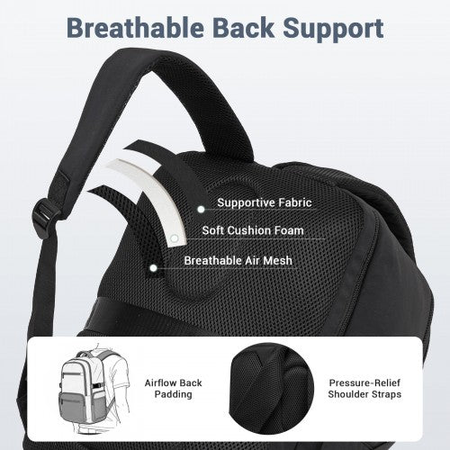Kono Compact 15.6 Inch Laptop Backpack Trolley Sleeve Under Seat Storage Black | Neil's Luggage Store