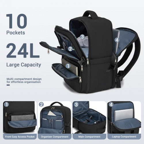 Kono Compact 15.6 Inch Laptop Backpack Trolley Sleeve Under Seat Storage Black | Neil's Luggage Store