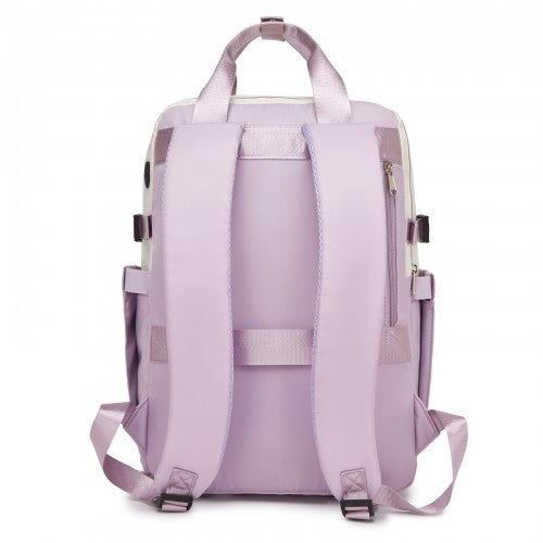Kono Beige and Purple Water Resistant Laptop Backpack 15.6 Padded Compartment | Neil's Luggage Store