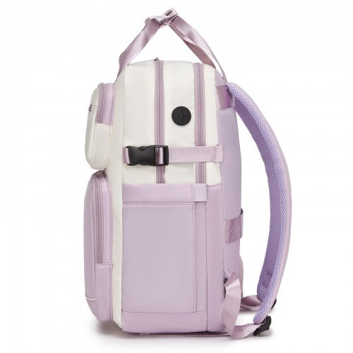 Kono Beige and Purple Water Resistant Laptop Backpack 15.6 Padded Compartment | Neil's Luggage Store