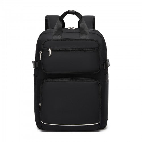 BPK2530 - Kono Spacious Water-Resistant Laptop Backpack for Travel & Commuting - 15.6" Padded Laptop Compartment, Reflective Strip - Black | Neil's Luggage Store