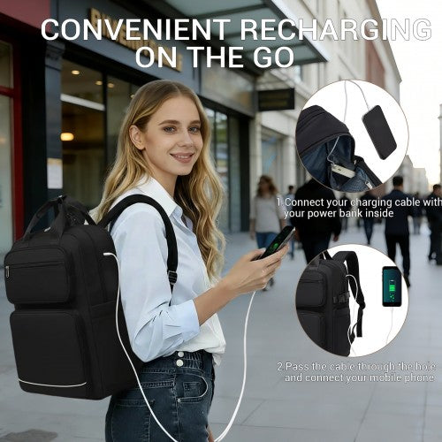 BPK2530 - Kono Spacious Water-Resistant Laptop Backpack for Travel & Commuting - 15.6" Padded Laptop Compartment, Reflective Strip - Black | Neil's Luggage Store
