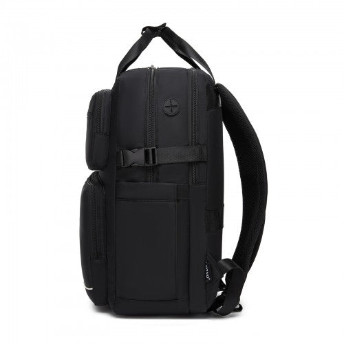 BPK2530 - Kono Spacious Water-Resistant Laptop Backpack for Travel & Commuting - 15.6" Padded Laptop Compartment, Reflective Strip - Black | Neil's Luggage Store