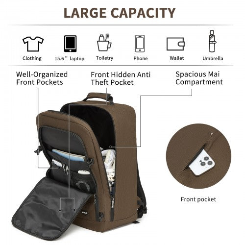 BPK2531L - Kono Multi-purpose Business Large Backpack–Fits 15.6" Laptop, Ideal for Work, Travel & Daily Commute - Brown | Neil's Luggage Store