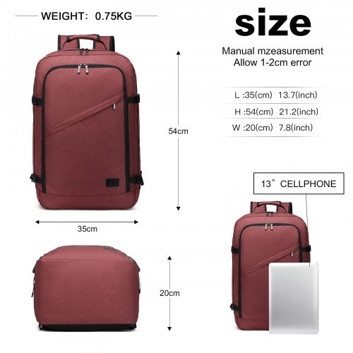 BPK2531L - Kono Multi-purpose Business Large Backpack–Fits 15.6" Laptop, Ideal for Work, Travel & Daily Commute - Burgundy | Neil's Luggage Store