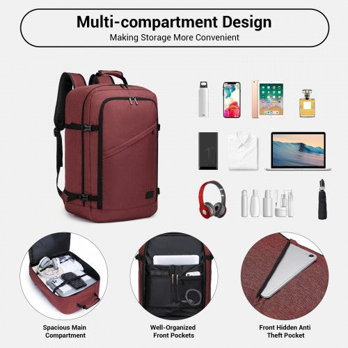 BPK2531L - Kono Multi-purpose Business Large Backpack–Fits 15.6" Laptop, Ideal for Work, Travel & Daily Commute - Burgundy | Neil's Luggage Store