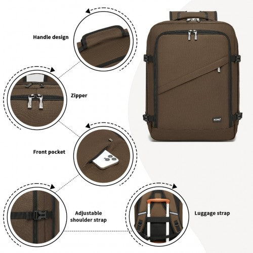BPK2531M - Kono Multi-purpose Business Medium-sized Backpack–Fits 15.6" Laptop, Ideal for Work, Travel & Daily Commute - Brown