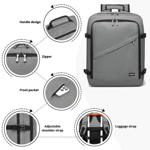 BPK2531M - Kono Multi-purpose Business Medium-sized Backpack–Fits 15.6" Laptop, Ideal for Work, Travel & Daily Commute - Grey | Neil's Luggage Store