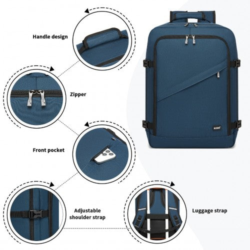 BPK2531M - Kono Multi-purpose Business Medium-sized Backpack–Fits 15.6" Laptop, Ideal for Work, Travel & Daily Commute - Navy