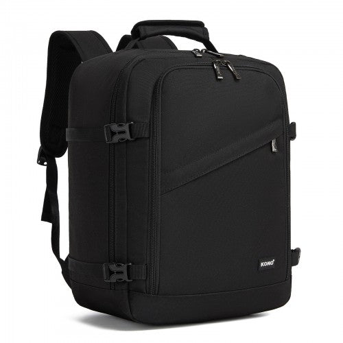 BPK2551 - Kono Flexible Cabin Backpack 30×20×40-Fits 15.6" Laptop, Clamshell Access-Great for Holidays, Work Trips & Commuting - Black | Neil's Luggage Store