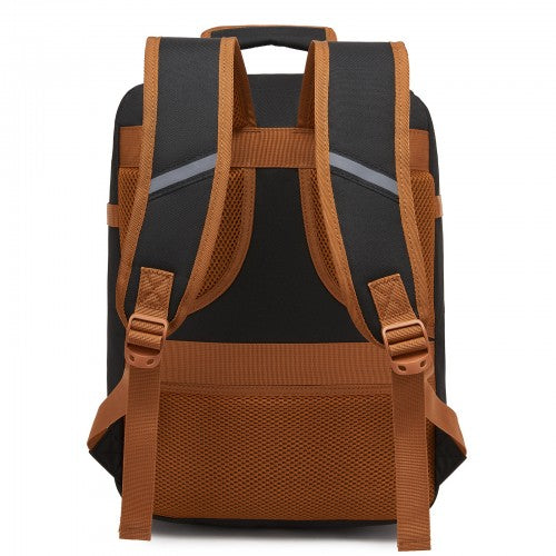 BPK2551 - Kono Flexible Cabin Backpack 30×20×40-Fits 15.6" Laptop, Clamshell Access-Great for Holidays, Work Trips & Commuting - Black and Brown