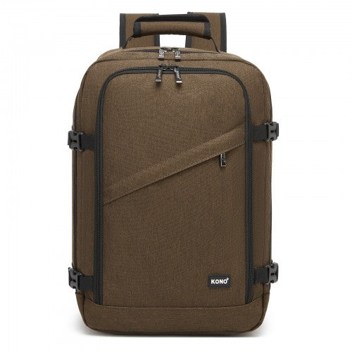 Kono Flexible Cabin Backpack Fits 15.6 Inch Laptop Clamshell Access Brown | Neil's Luggage Store