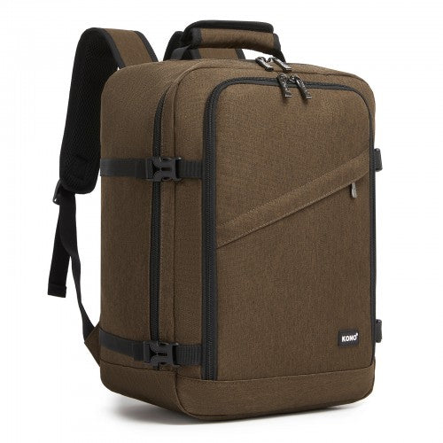 Kono Flexible Cabin Backpack Fits 15.6 Inch Laptop Clamshell Access Brown | Neil's Luggage Store