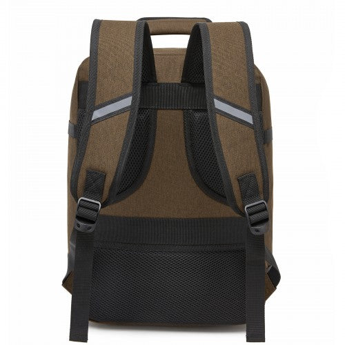 Kono Flexible Cabin Backpack Fits 15.6 Inch Laptop Clamshell Access Brown | Neil's Luggage Store