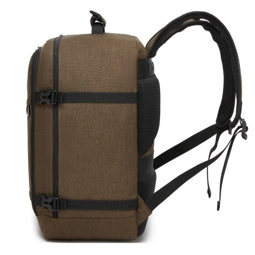 Kono Flexible Cabin Backpack Fits 15.6 Inch Laptop Clamshell Access Brown | Neil's Luggage Store