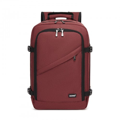Kono BPK2551 Flexible Cabin Backpack 24L Fits 15.6 Inch Laptop Burgundy | Neil's Luggage Store