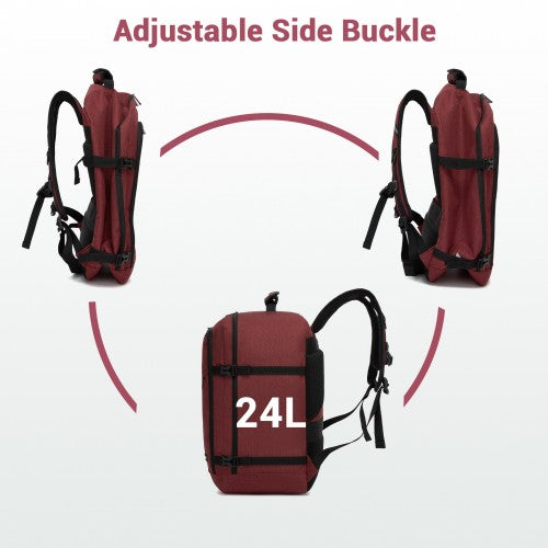 Kono BPK2551 Flexible Cabin Backpack 24L Fits 15.6 Inch Laptop Burgundy | Neil's Luggage Store