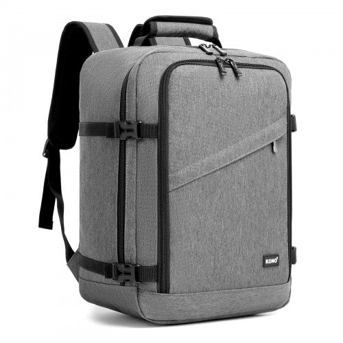 BPK2551 - Kono Flexible Cabin Backpack 30×20×40-Fits 15.6" Laptop, Clamshell Access-Great for Holidays, Work Trips & Commuting - Grey | Neil's Luggage Store