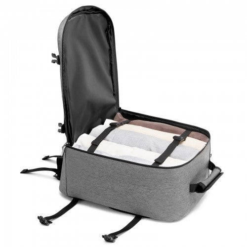 BPK2551 - Kono Flexible Cabin Backpack 30×20×40-Fits 15.6" Laptop, Clamshell Access-Great for Holidays, Work Trips & Commuting - Grey | Neil's Luggage Store
