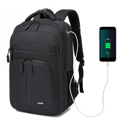 Kono Laptop Backpack With 15.6 Inch Laptop Compartment Durable For Work Black | Neil's Luggage Store