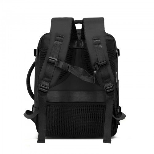 BPK2601- Kono Cabin Travel Backpack 40×20×30 cm – Water-Resistant, Multi-Compartment, Padded Laptop, Anti-Theft, Carry-On Tote - Black | Neil's Luggage Store