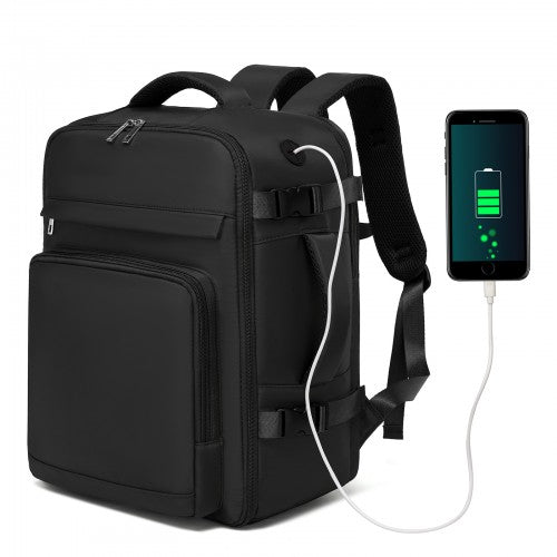 BPK2601- Kono Cabin Travel Backpack 40×20×30 cm – Water-Resistant, Multi-Compartment, Padded Laptop, Anti-Theft, Carry-On Tote - Black | Neil's Luggage Store