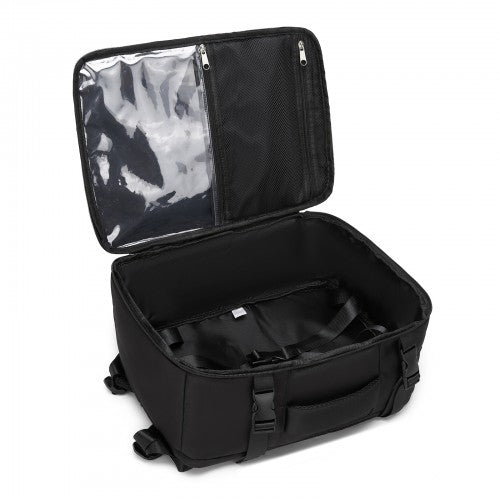 BPK2601- Kono Cabin Travel Backpack 40×20×30 cm – Water-Resistant, Multi-Compartment, Padded Laptop, Anti-Theft, Carry-On Tote - Black | Neil's Luggage Store
