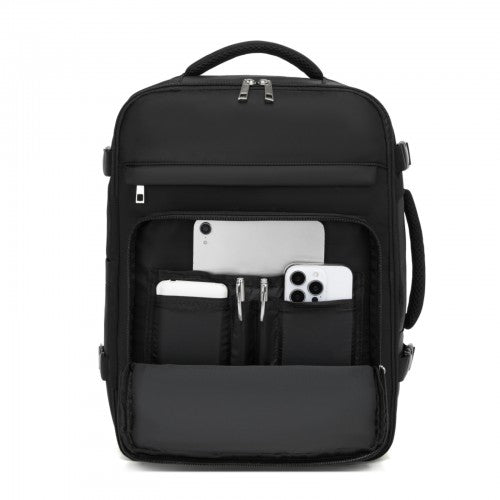 BPK2601- Kono Cabin Travel Backpack 40×20×30 cm – Water-Resistant, Multi-Compartment, Padded Laptop, Anti-Theft, Carry-On Tote - Black | Neil's Luggage Store