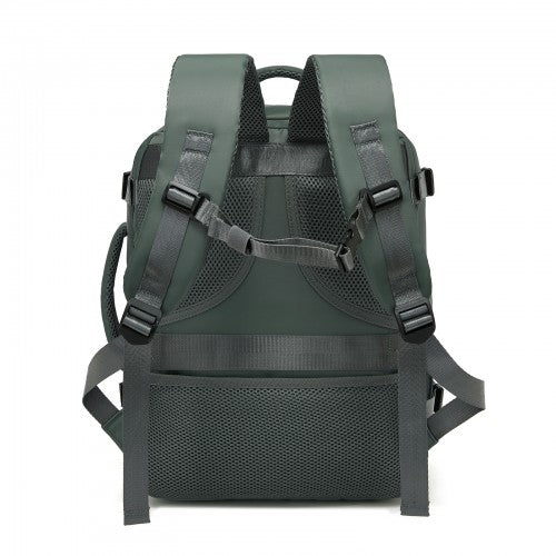 BPK2601- Kono Cabin Travel Backpack 40×20×30 cm – Water-Resistant, Multi-Compartment, Padded Laptop, Anti-Theft, Carry-On Tote - Green | Neil's Luggage Store