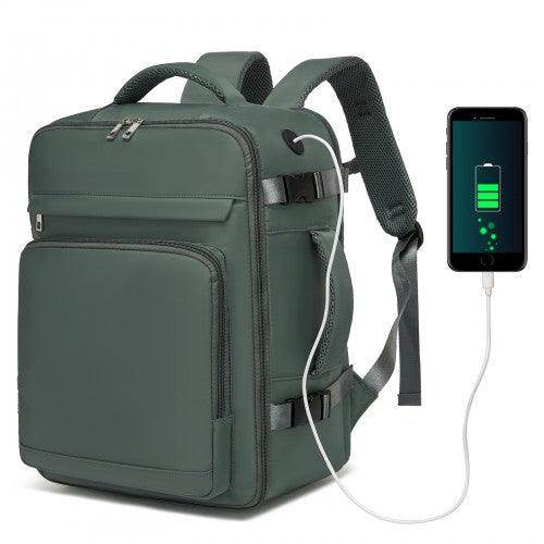 BPK2601- Kono Cabin Travel Backpack 40×20×30 cm – Water-Resistant, Multi-Compartment, Padded Laptop, Anti-Theft, Carry-On Tote - Green | Neil's Luggage Store