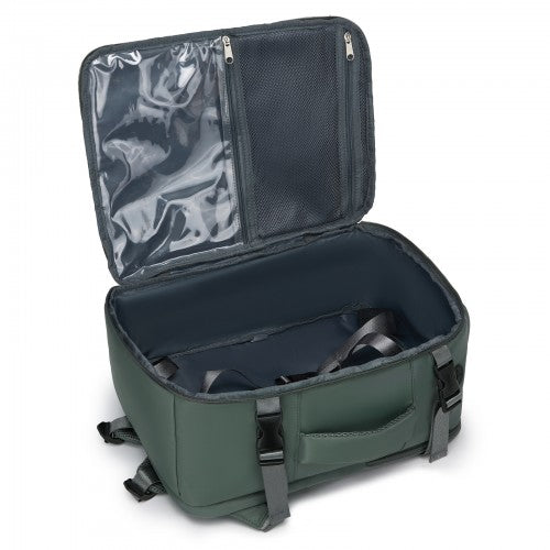 BPK2601- Kono Cabin Travel Backpack 40×20×30 cm – Water-Resistant, Multi-Compartment, Padded Laptop, Anti-Theft, Carry-On Tote - Green | Neil's Luggage Store