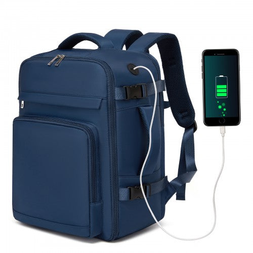 BPK2601- Kono Cabin Travel Backpack 40×20×30 cm – Water-Resistant, Multi-Compartment, Padded Laptop, Anti-Theft, Carry-On Tote - Navy | Neil's Luggage Store