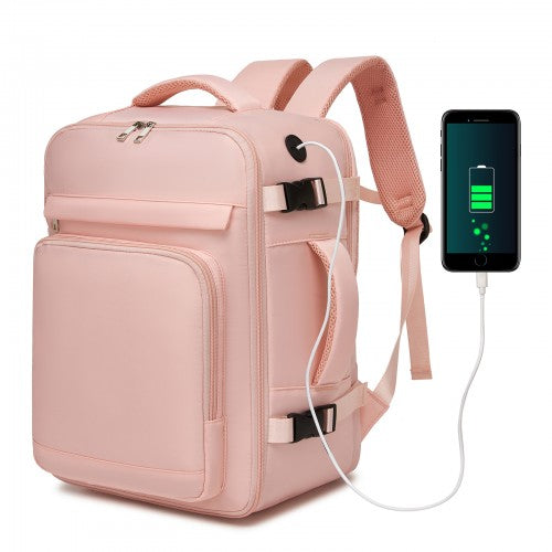 BPK2601- Kono Cabin Travel Backpack 40×20×30 cm – Water-Resistant, Multi-Compartment, Padded Laptop, Anti-Theft, Carry-On Tote - Pink | Neil's Luggage Store