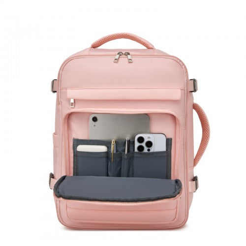 BPK2601- Kono Cabin Travel Backpack 40×20×30 cm – Water-Resistant, Multi-Compartment, Padded Laptop, Anti-Theft, Carry-On Tote - Pink | Neil's Luggage Store