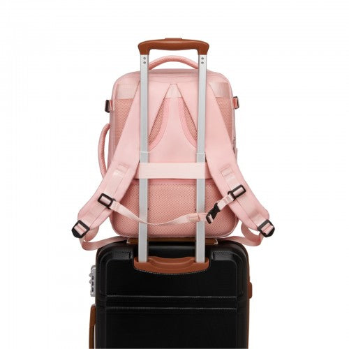 BPK2601- Kono Cabin Travel Backpack 40×20×30 cm – Water-Resistant, Multi-Compartment, Padded Laptop, Anti-Theft, Carry-On Tote - Pink | Neil's Luggage Store