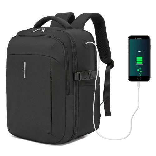 BPK2602- Kono Cabin Approved Carry On Backpack 40×30×20cm, Water Resistant 15.6 Inch Laptop Travel Rucksack with Dry-wet Separation Pouch - Black | Neil's Luggage Store